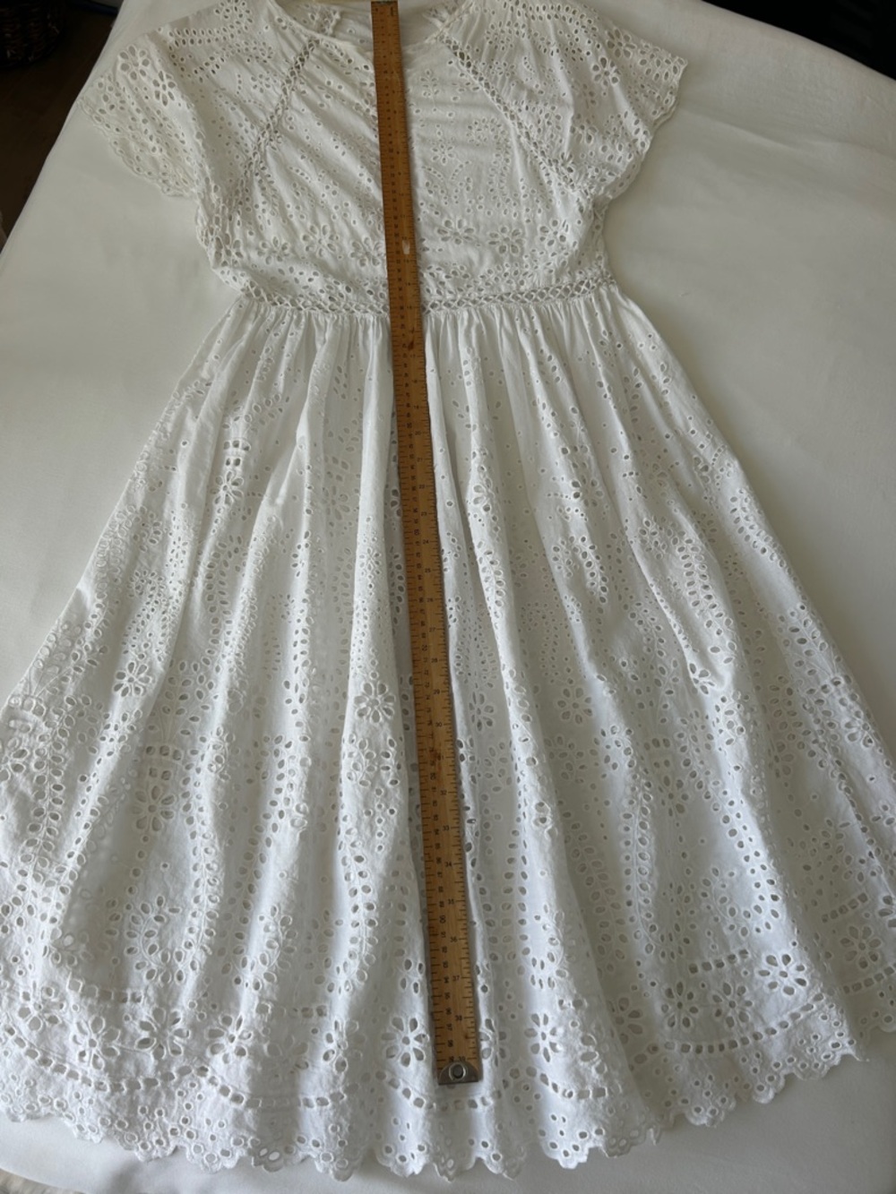Zimmermann White Broderie Anglaise Midi Dress with Eyelet Detail 1 - Picture 10 of 12